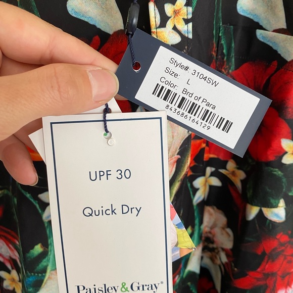 Mens Paisley & Grey swim UV quick dry shirt - Picture 6 of 6